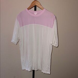 SKIMS Pink and White Short Sleeve Boyfriend Fit Tee Modal Cotton Blend Women’s S